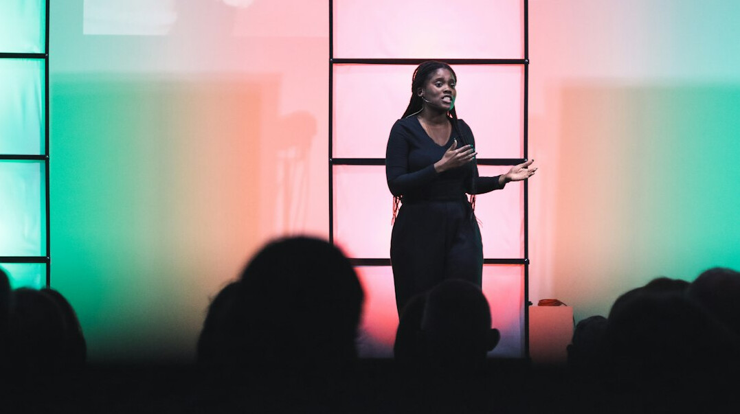 speaker giving presentation