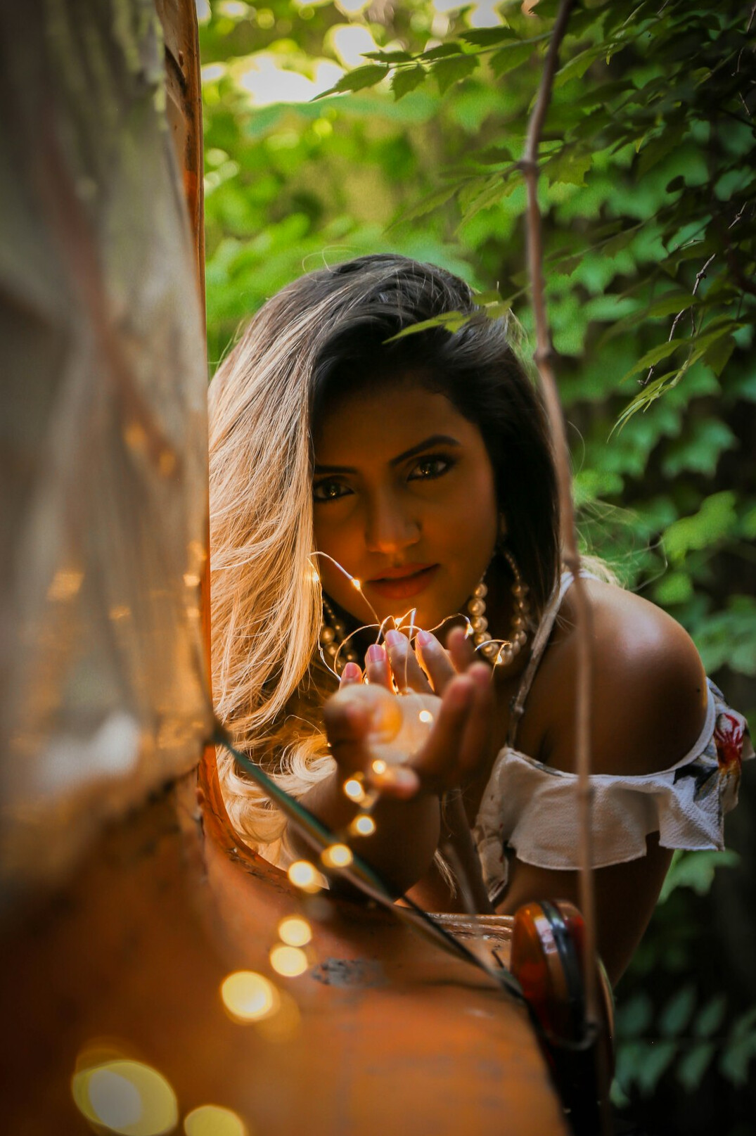 Portrait of a Brazilian woman with long hair smiling